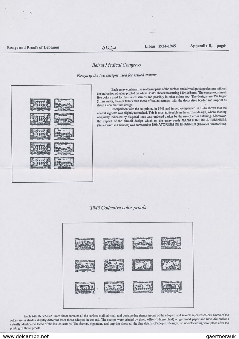 09467 Libanon: 1943, Medical Congress, Combined Proof Sheet In Orange On Bristol, Showing Five Se-tenant P - Libanon