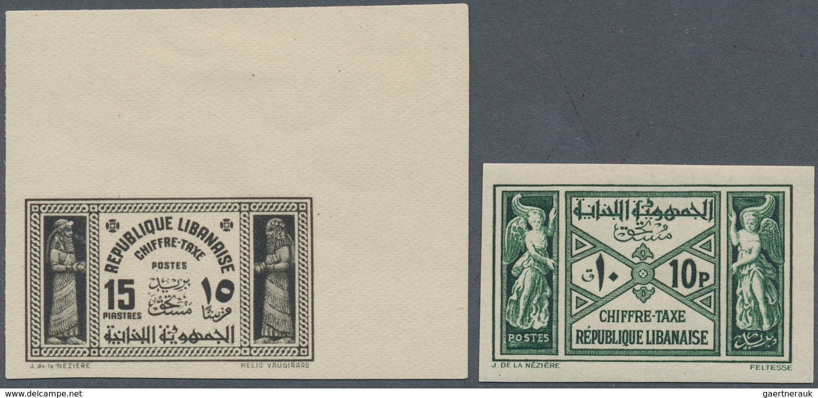 09535 Libanon - Portomarken: 1931/1940, 0.50pi. To 15pi., Complete Set Of Eight Values IMPERFORATE, Except - Libanon