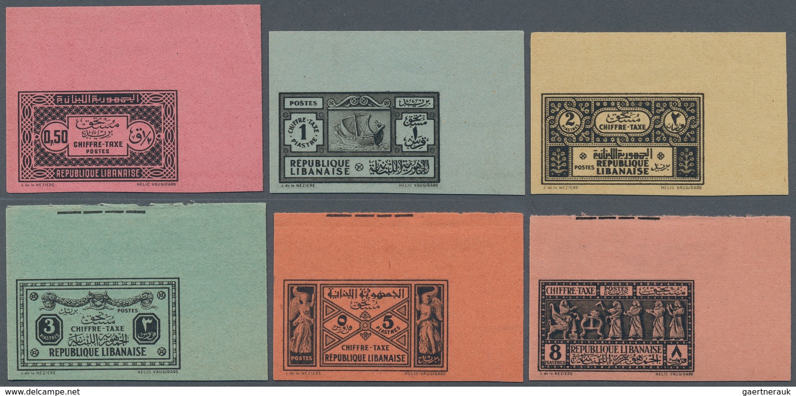 09535 Libanon - Portomarken: 1931/1940, 0.50pi. To 15pi., Complete Set Of Eight Values IMPERFORATE, Except - Liban