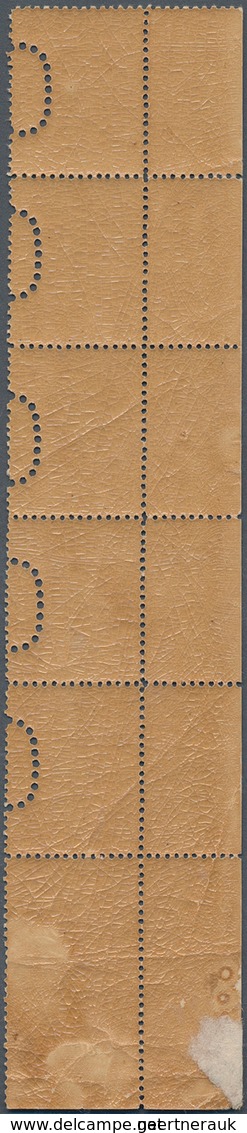 09552 Mongolei: 1924 First Issue 1c. Vertical Bottom Left Corner Strip Of 5, Perf 13½, Additionally Perfor - Mongolei