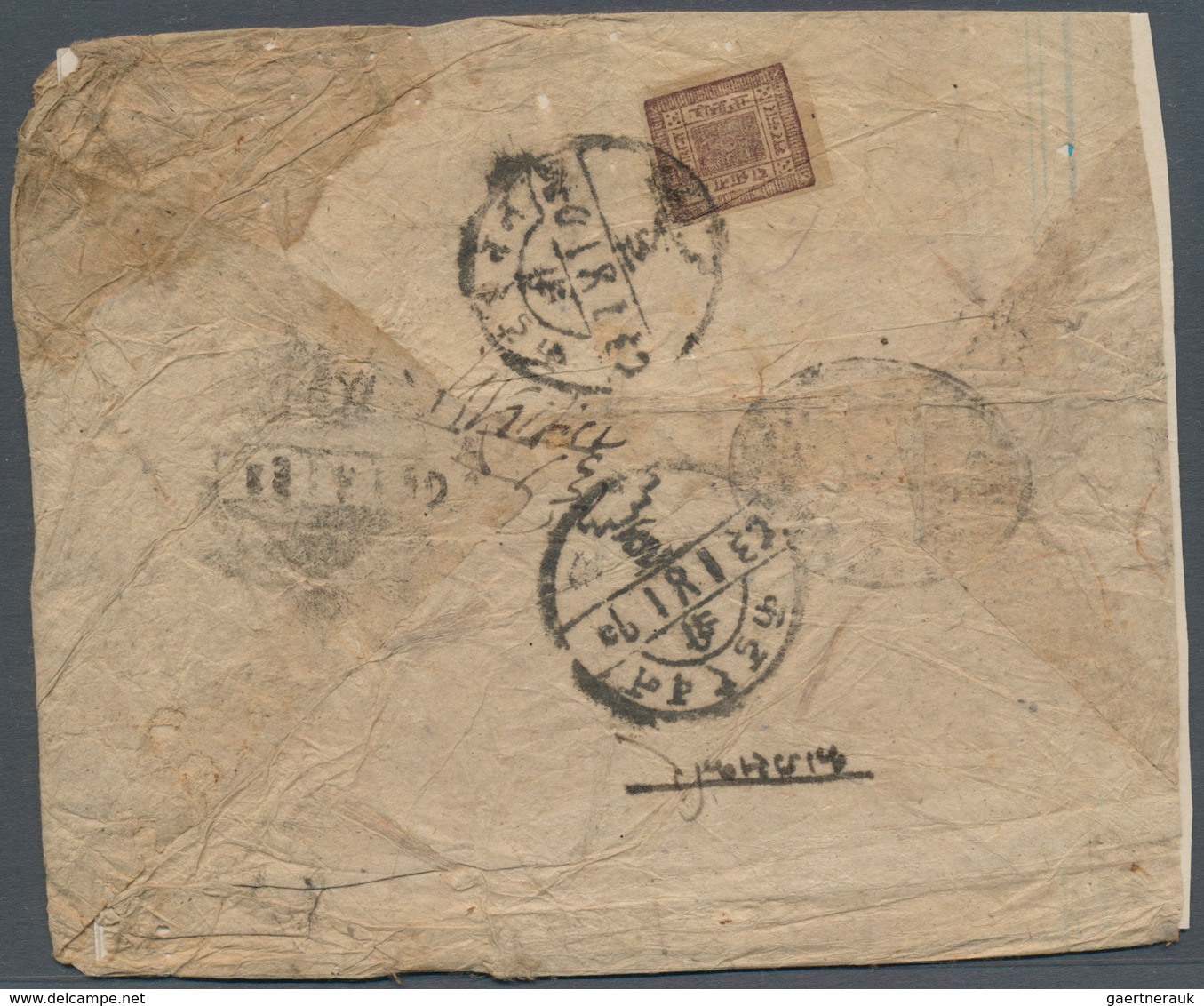 09572 Nepal: 1911 Ff., Native Cover From Kadarban Franked On Back By 2a. Brown-purple Tied By Clear Strike - Nepal