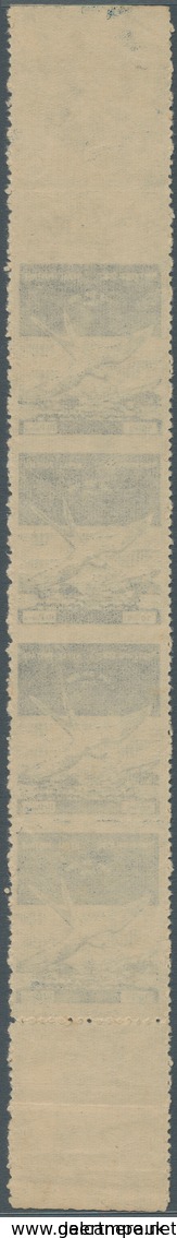 09577 Nepal: 1958 AIR 10p. Blue Vertical Top And Bottom Marginal Strip Of Four IMPERFORATED HORIZONTALLY E - Nepal