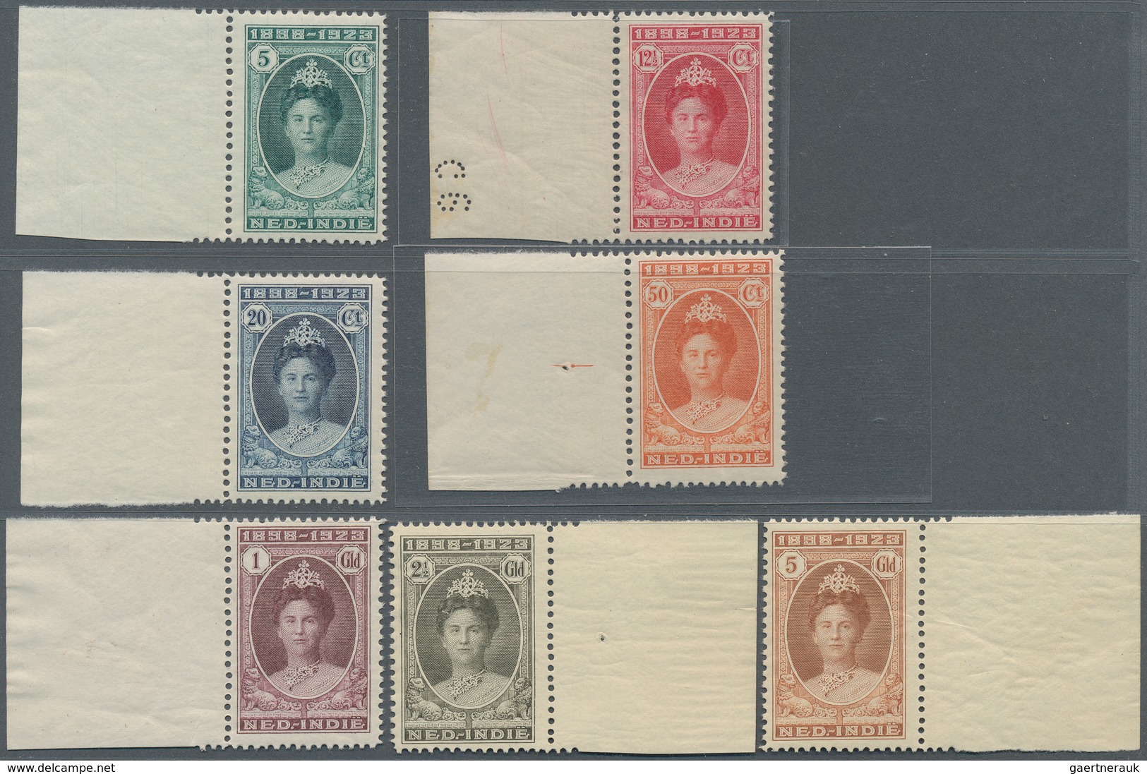 09586B Niederländisch-Indien: 1923, Wilhelmina 5 C To 5 G "25 Years Jubilee" Complete Set Of Seven Values M - Indes Néerlandaises