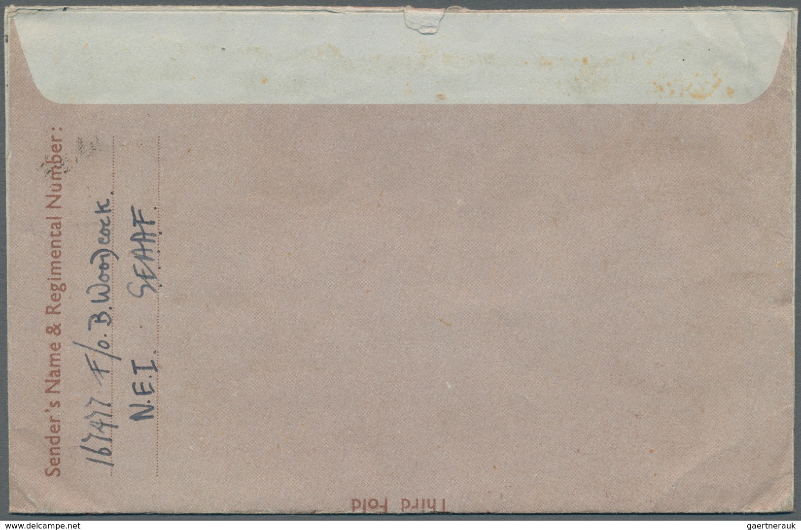 09588 Niederländisch-Indien: 1938/46,  British Forces In NL-Indies,  N.A.A.F.I Letter Form Used "RAFPOST 2 - Niederländisch-Indien