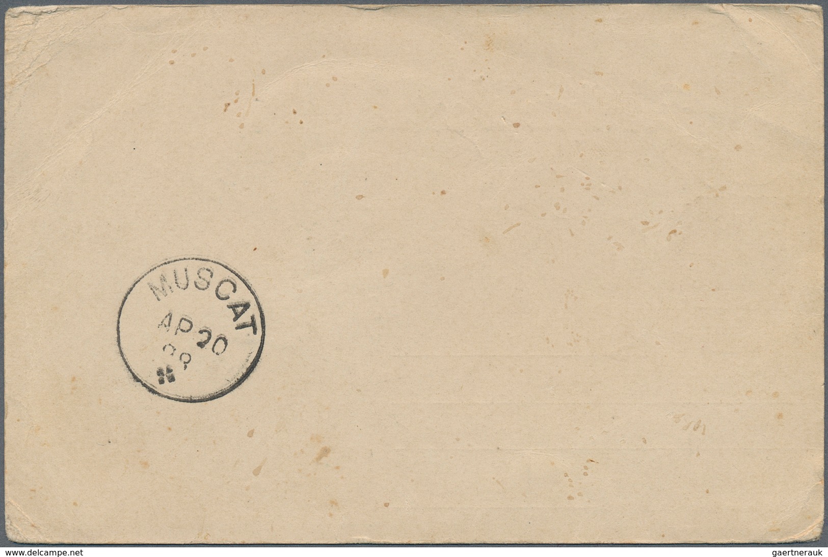 09592 Oman: 1898, Postal Stationery Card Portuguese India 1/4 De Tanga Tied By Clear "SALIGAO ABR" Cds. Ad - Oman