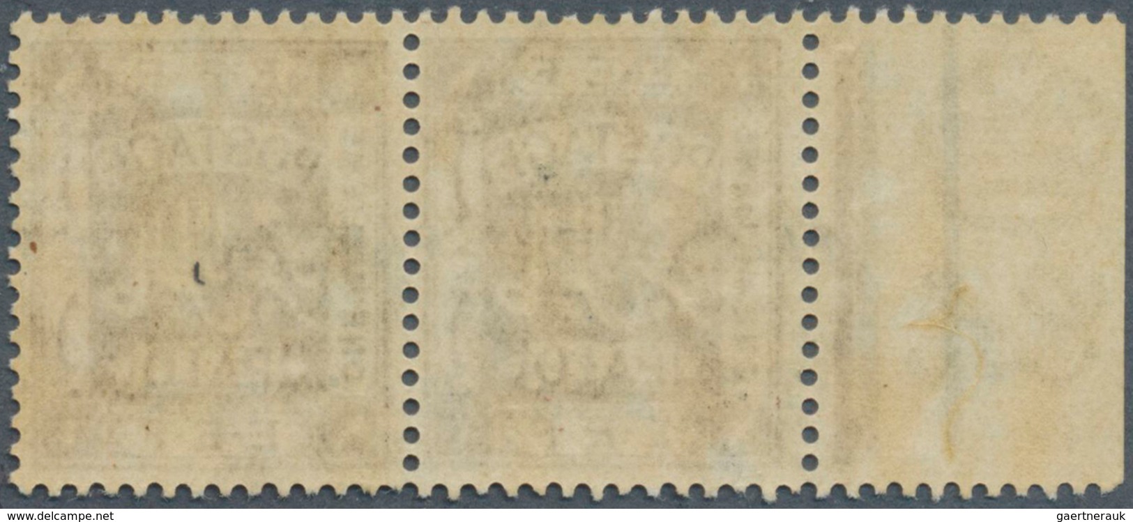 09603 Palästina: 1922. Horizontal Pair 1m E.E.F. Brown, Each Stamp With "PALESTINE" DOUBLE OVERPRINT. Unus - Palästina