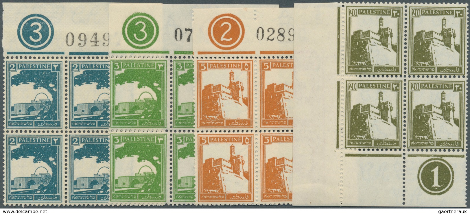 09604 Palästina: 1927/1942, Pictorial Definitives Small Group With Mostly Different Stamps Incl. 4 Singles - Palestine