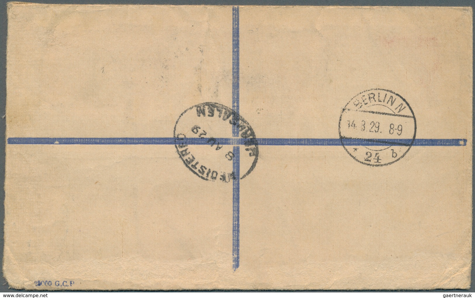 09605 Palästina: 1929, 13 M. Stat. Envelope (156 X 95) With Additional Franking Sent Registered From JERUS - Palästina