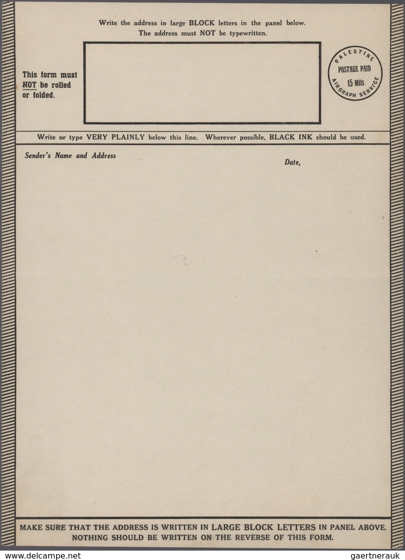 09607 Palästina: 1943 Ca., AIRGRAPH Form With Imprint "Palestine Airgraph Service POSTAGE PAID 15 Mills", - Palästina