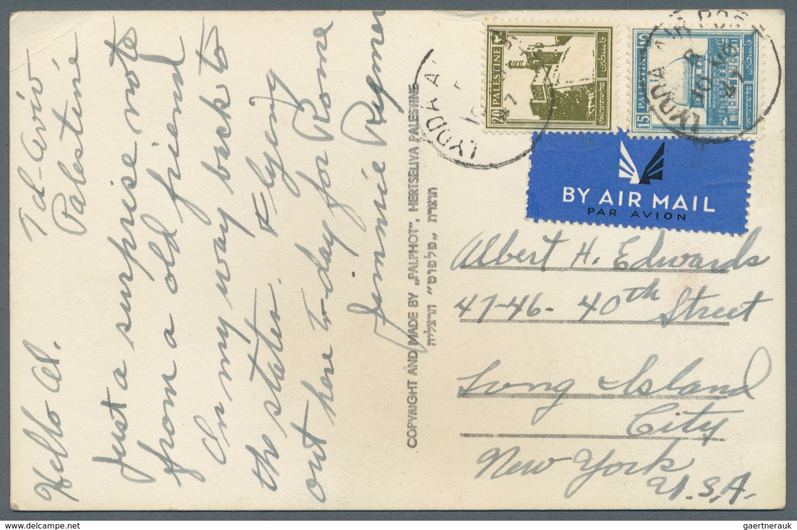 09614 Palästina - Stempel: LYDDA AIRPORT (type D3): 1947 (26.3.), Registered Letter From India With Very F - Palestine