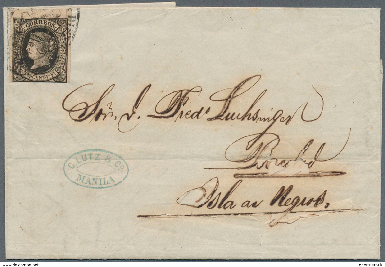 09616 Philippinen: 1866, 3?c. Black On Cream, Fresh Colour, Touched At Base Otherwise Full To Huge Margins - Philippinen