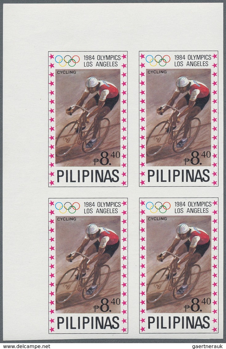 09630 Philippinen: 1984, Olympic Games Imperforated Complete Set, Blocks Of Four From The Top Margin Of Th - Philippines