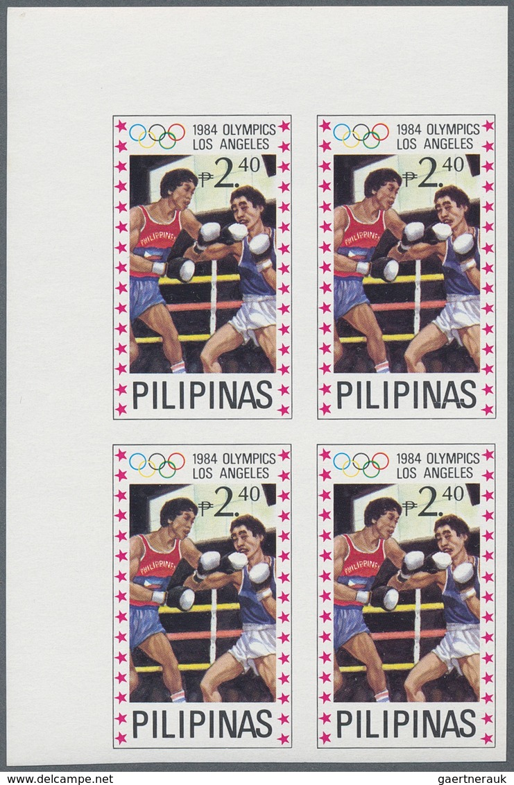 09630 Philippinen: 1984, Olympic Games Imperforated Complete Set, Blocks Of Four From The Top Margin Of Th - Philippines