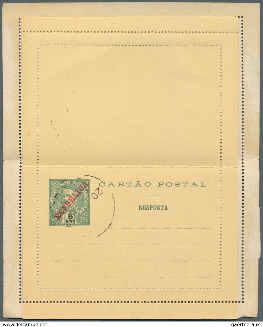 09640 Portugiesisch-Indien: 1912/13, Two Letter Cards With Paid Reply Registered To Prague/Bohemia: 6 Rs. - India Portoghese