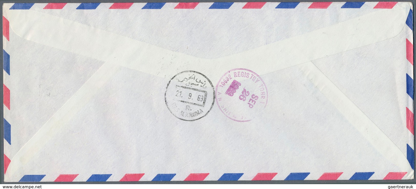 09651 Ras al Khaima: 1969, Space Research, four registered airmail covers to USA/Germany with arrival mark