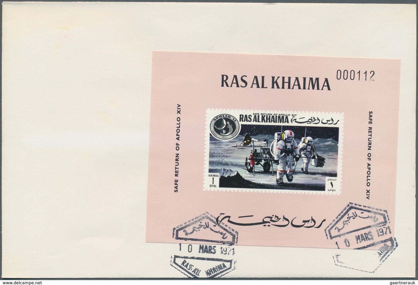 09656 Ras al Khaima: 1971, Apollo 14 Safe Return, complete set perf./imperf., two complete sets of de luxe