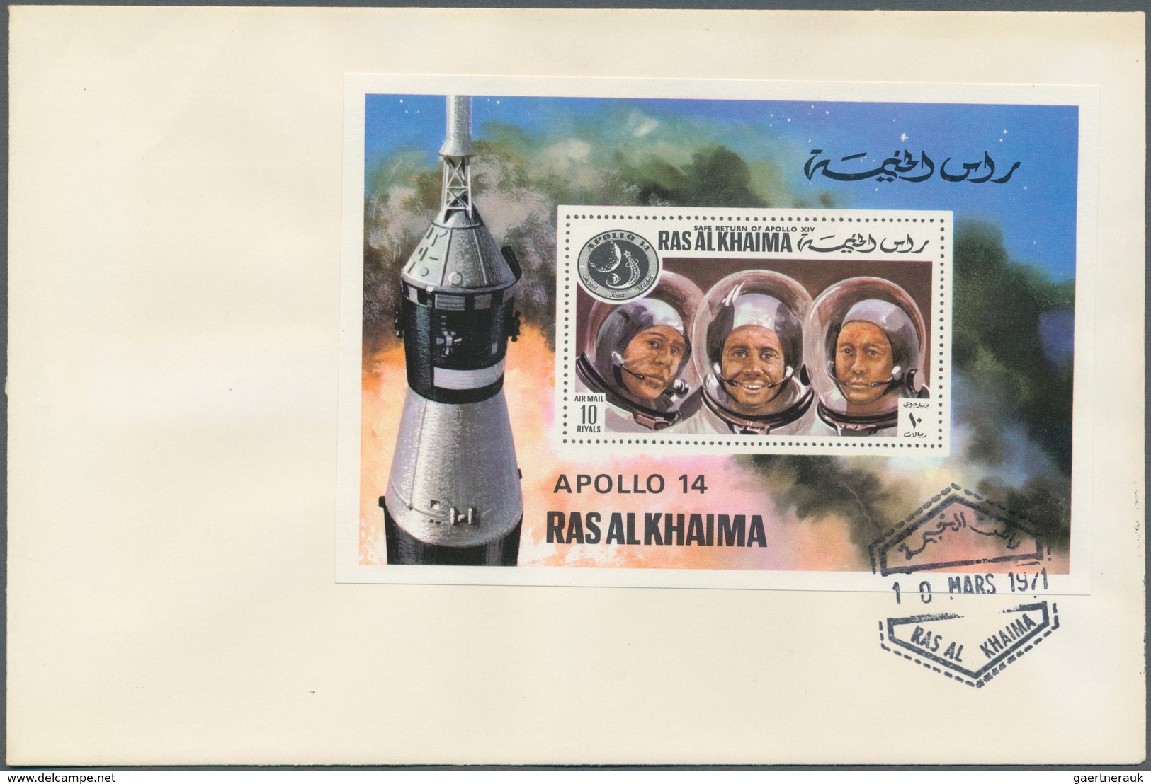 09656 Ras al Khaima: 1971, Apollo 14 Safe Return, complete set perf./imperf., two complete sets of de luxe
