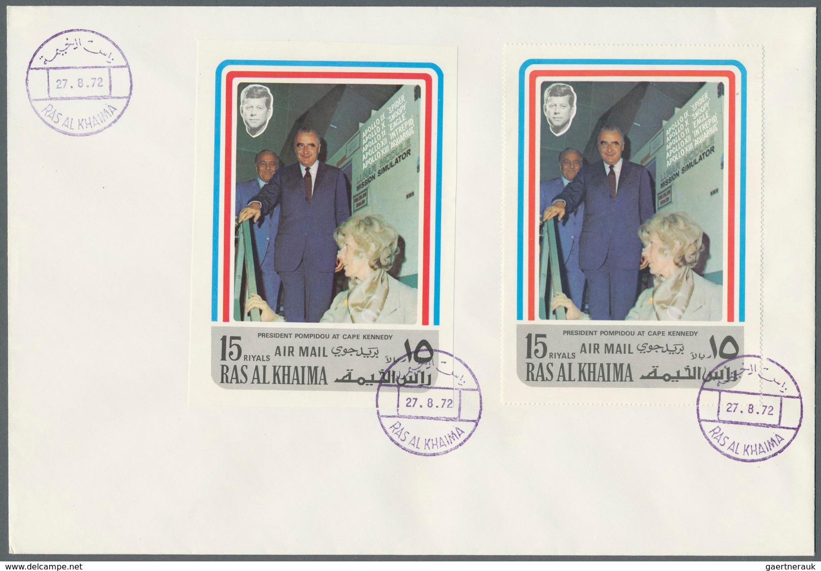 09660 Ras Al Khaima: 1972, President Pompidou At Cape Kennedy, Perf. And Imperf. Issue, Complete Sets Of T - Ras Al-Khaimah