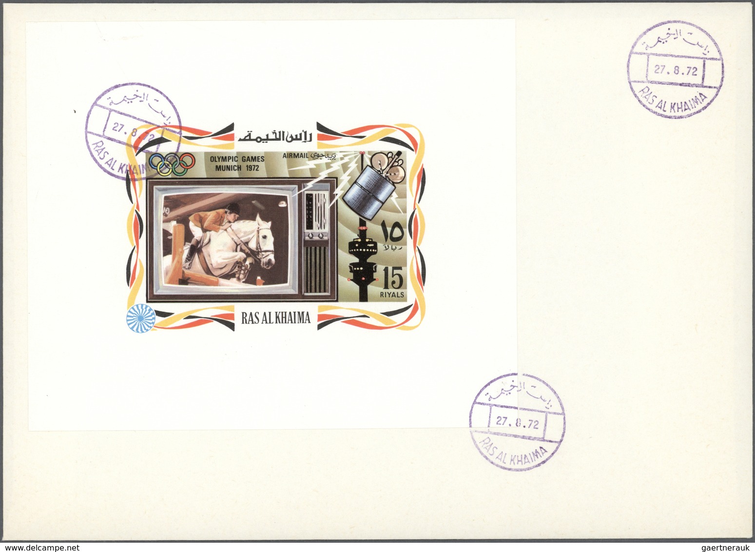 09664 Ras Al Khaima: 1972, TV Broadcasting Of Olympic Games, DE LUXE SHEETS With White Margin, Complete Se - Ras Al-Khaimah