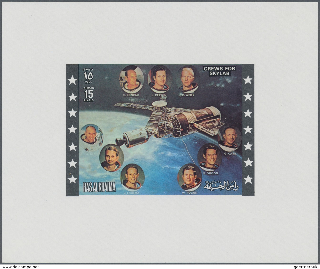 09670 Ras al Khaima: 1972, Skylab Program, DE LUXE SHEETS, complete set of three values in three different