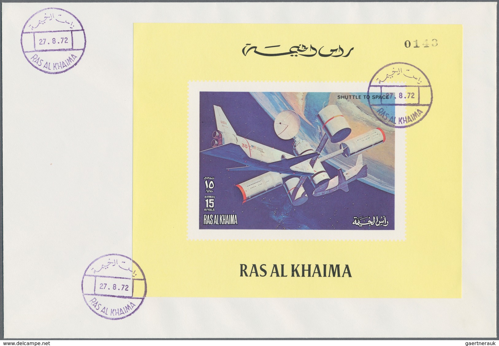 09671 Ras Al Khaima: 1972, Skylab Program, DE LUXE SHEETS With Coloured Margin, Country Name And Number, C - Ras Al-Khaimah