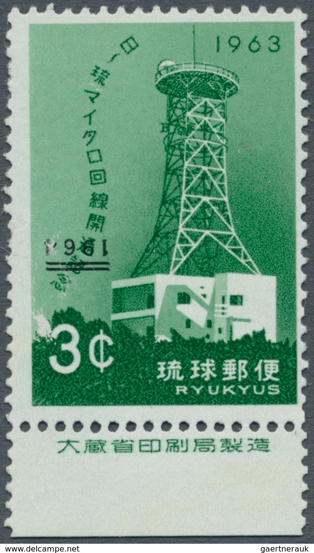 09675 Riukiu - Inseln / Ryu Kyu: 1963/1964. Inverted "1964" Overprint Appearing At Lower Left On 3c Microw - Ryukyu Islands