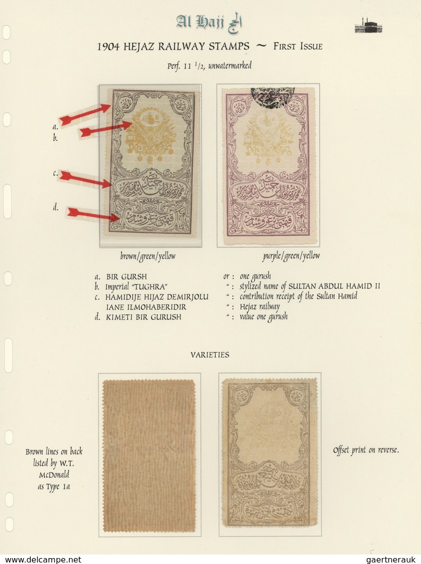 09710 Saudi-Arabien: 1904, Album Page With Three Mint And One Used Hejaz Railway Revenues 1 Ghr., One Show - Saudi-Arabien