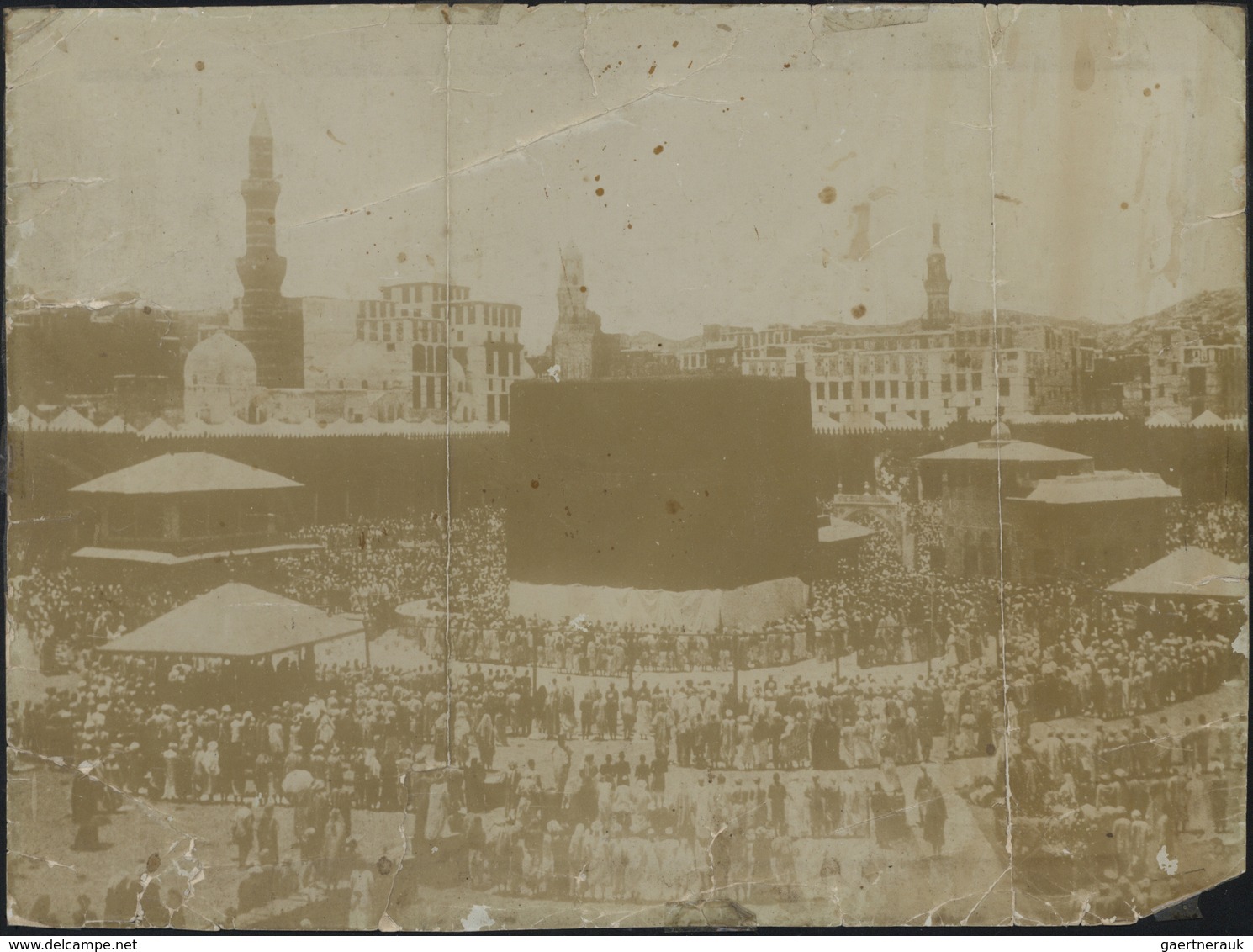 09713 Saudi-Arabien: 1910-20, "HOLY KAABA" An Old Photograph (folded), A Reprint And An Old Gravure, Fine - Saudi-Arabien