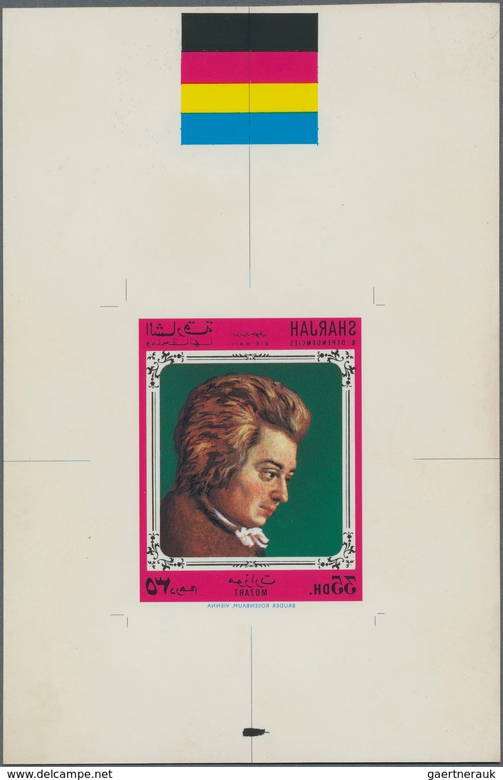 09766 Schardscha / Sharjah: 1970, Composer Wofgang Amadeus MOZART Six Different Imperf. NEGATIVE PRINTED P - Schardscha