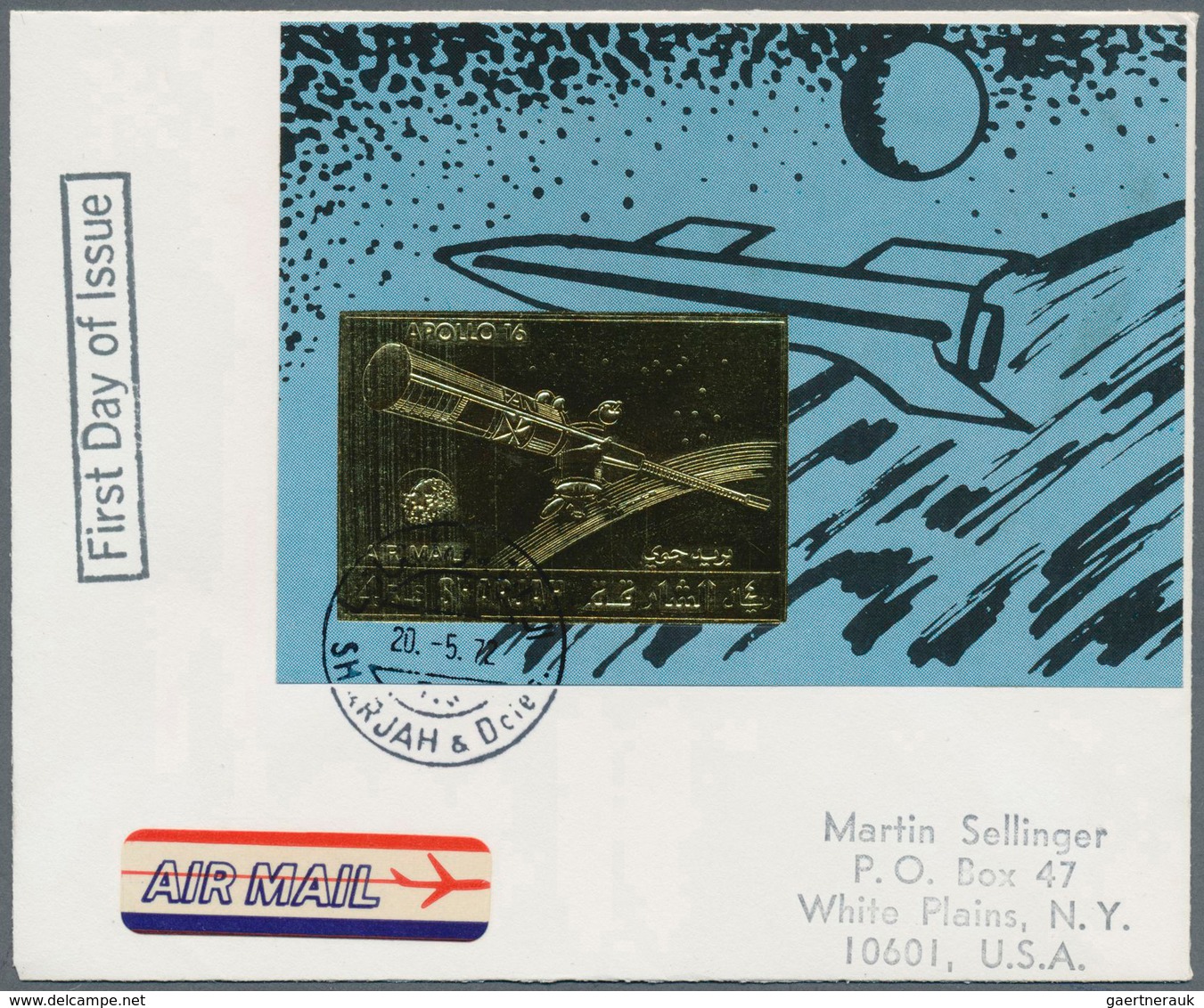 09775 Schardscha / Sharjah: 1972, GOLD/SILVER ISSUE "Apollo 16", Both Souvenir Sheets On Two Airmail F.d.c - Schardscha