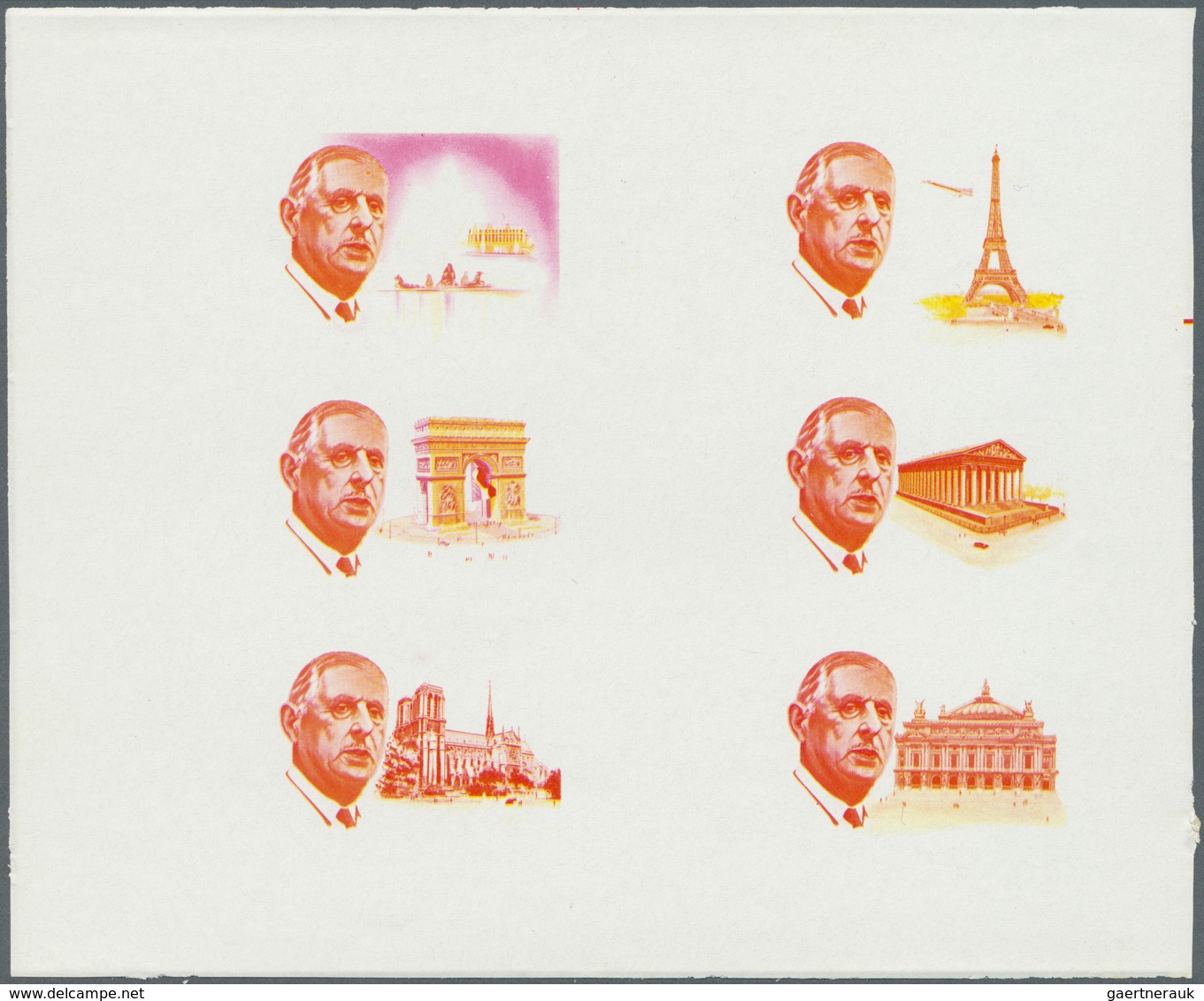 09780 Schardscha / Sharjah: 1972, Charles De GAULLE With Sights Of Paris (Eiffel Tower, Opera House, Notre - Sharjah