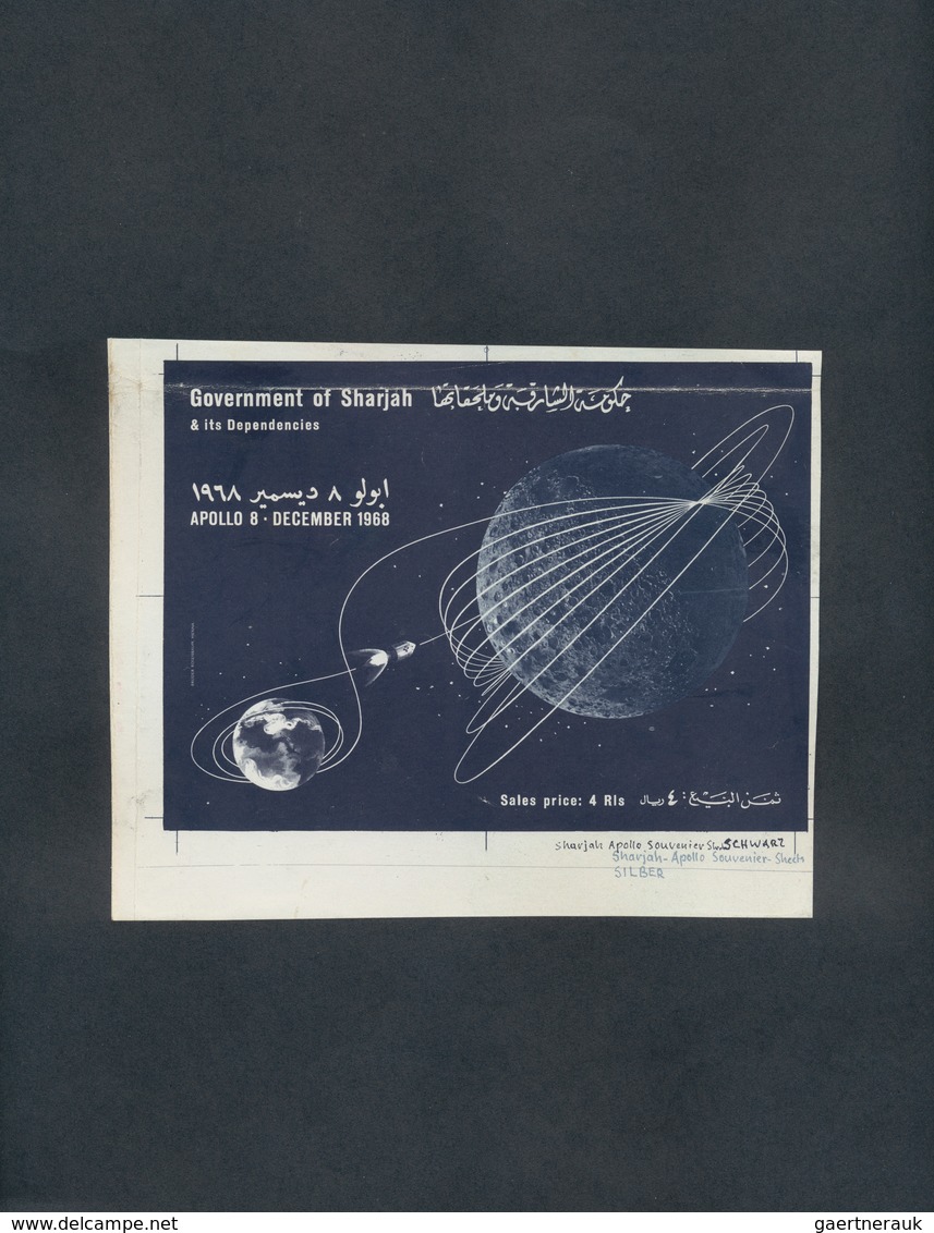 09789 Schardscha / Sharjah: 1972, APOLLO 8 Two Airmail Stamps 3r. Moon Walk And 4r. Splashdown IMPERFORATE - Schardscha