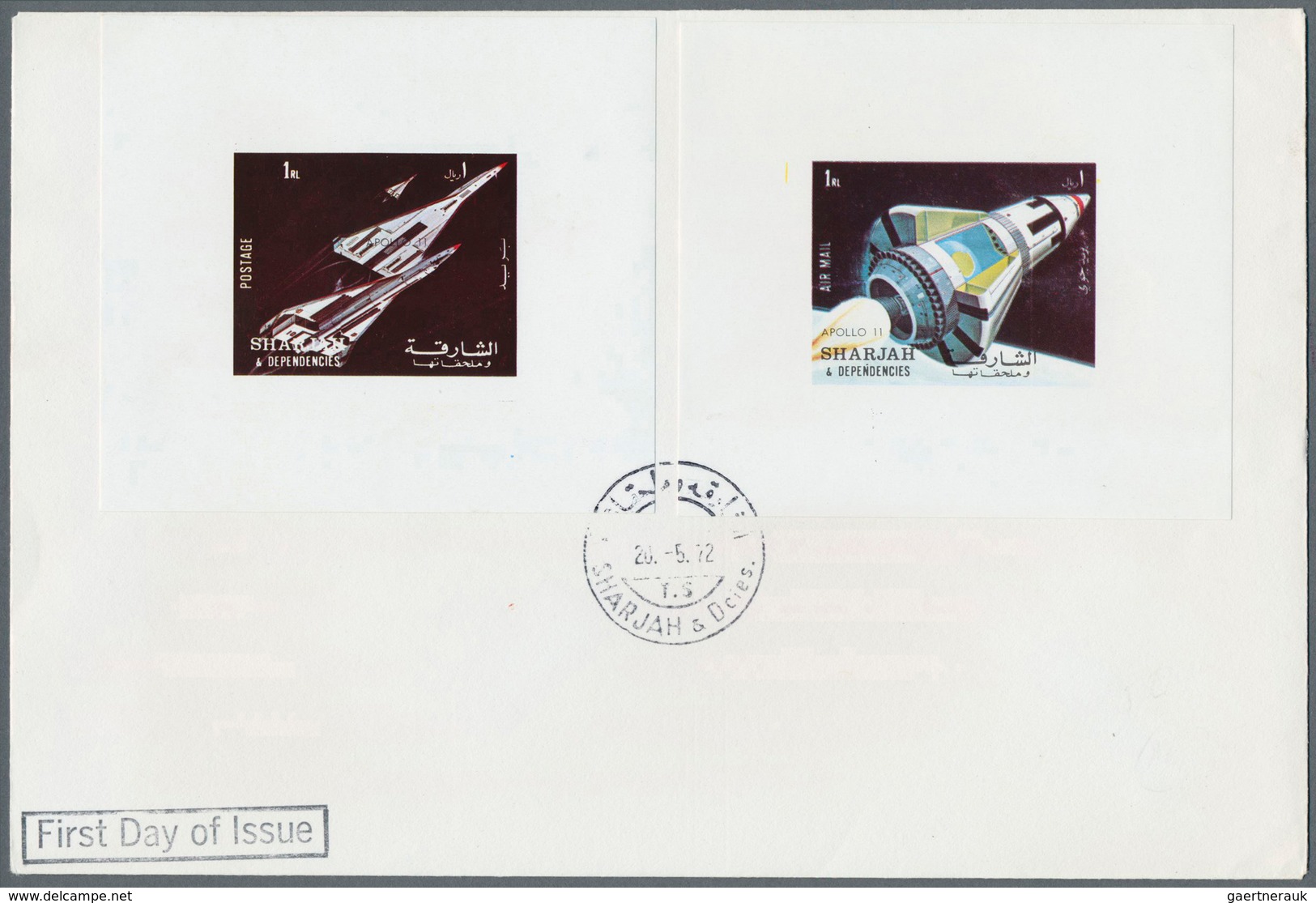 09790 Schardscha / Sharjah: 1972, Apollo 11, Complete Set, Five De Luxe Sheets On Three F.d.c. 20.5.72 - Sharjah