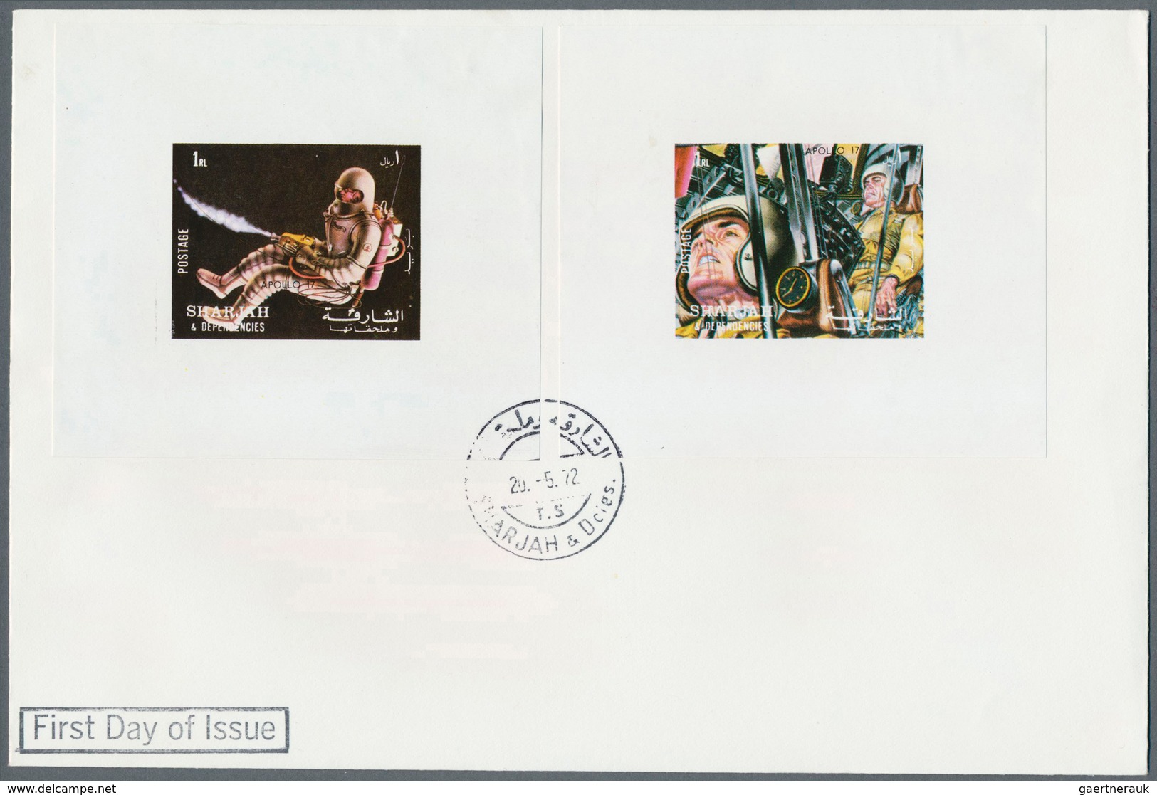 09793 Schardscha / Sharjah: 1972, Apollo 17, Complete Set, Five De Luxe Sheets On Three F.d.c. 20.5.72 - Schardscha