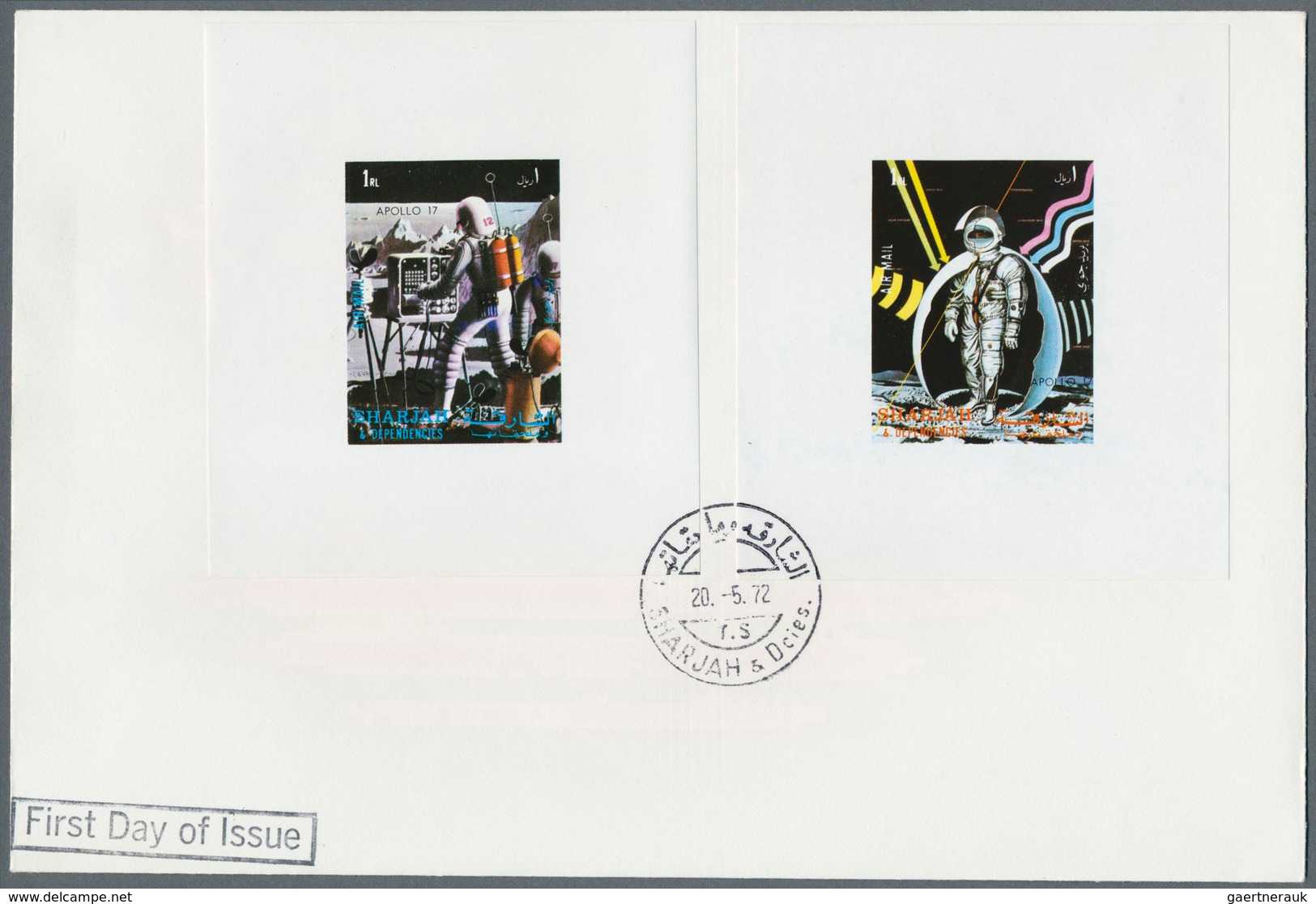 09793 Schardscha / Sharjah: 1972, Apollo 17, Complete Set, Five De Luxe Sheets On Three F.d.c. 20.5.72 - Sharjah