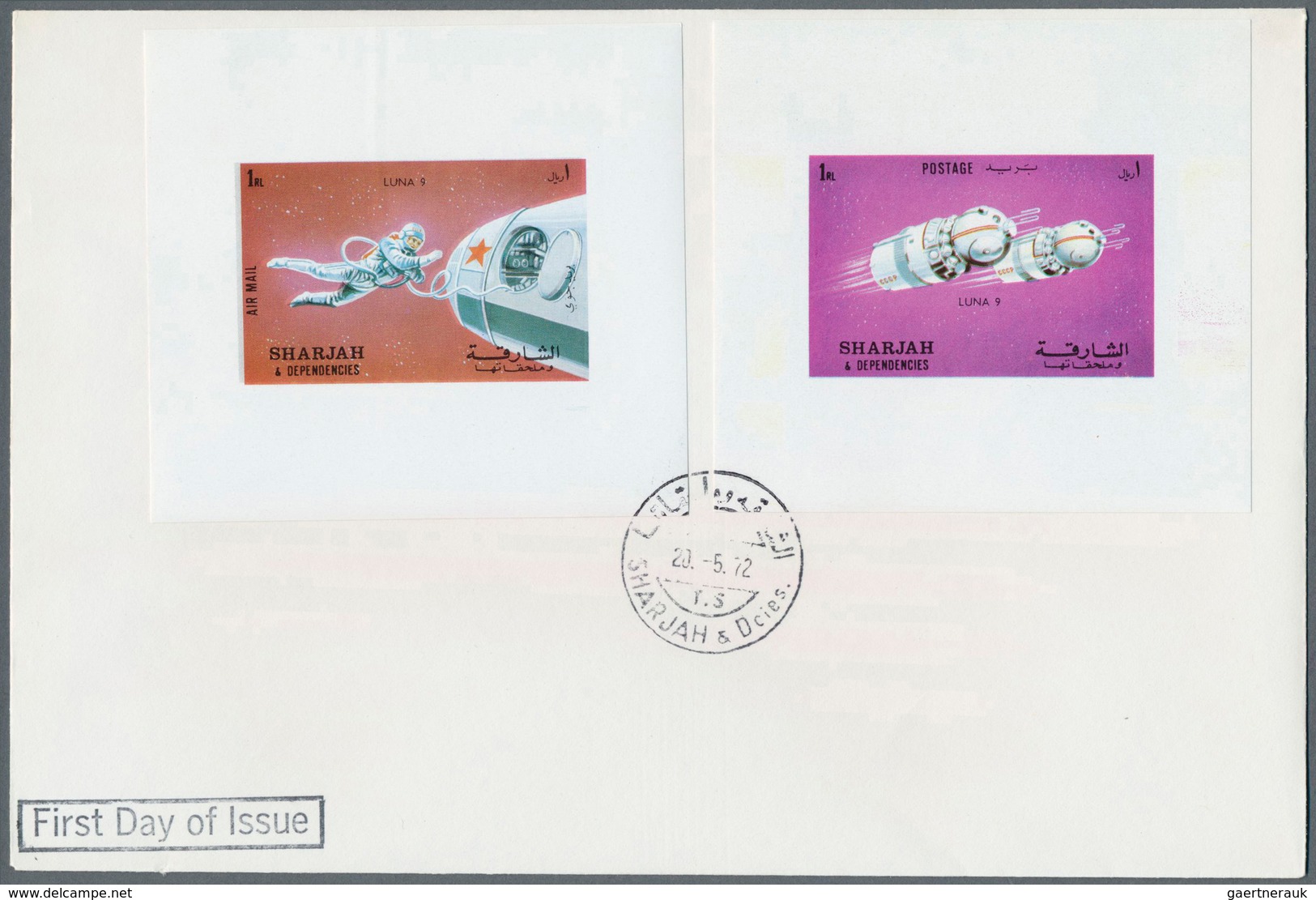 09794 Schardscha / Sharjah: 1972, Luna 9, Complete Set, Five De Luxe Sheets On Three F.d.c. 20.5.72 - Schardscha