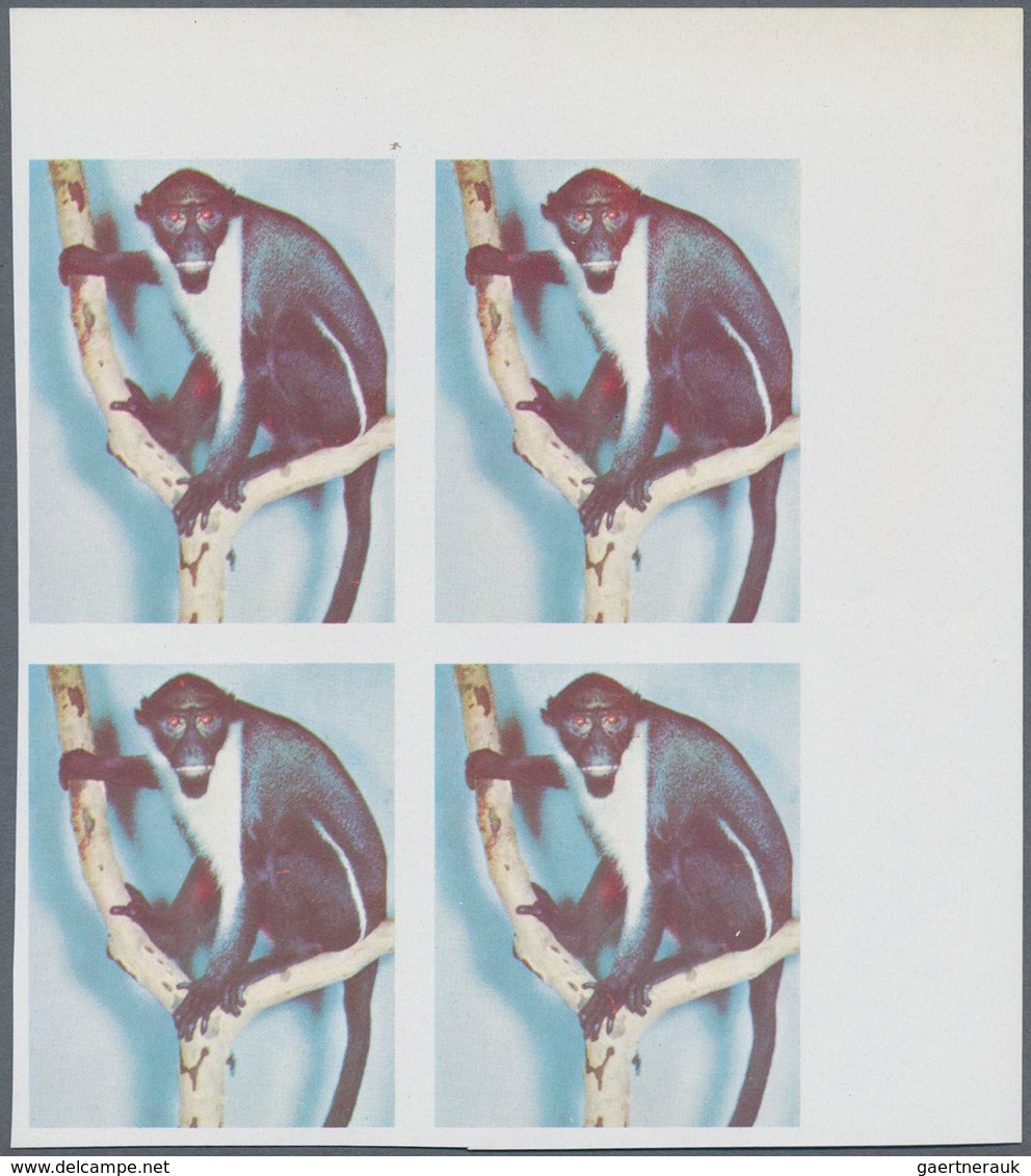 09798 Schardscha / Sharjah: 1972, Monkey 75dh. 'mandrill' Imperf. Block Of Four From Upper Right Corner Wi - Sharjah