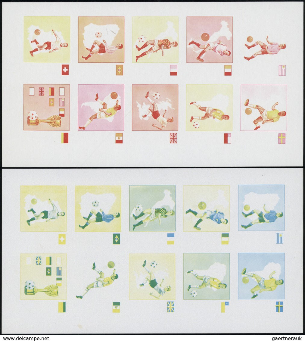 09808 Schardscha / Sharjah: 1972, Jules Rimet Cup, Group Of Eight Imperforate Stage Proof Sheets (with Ten - Schardscha