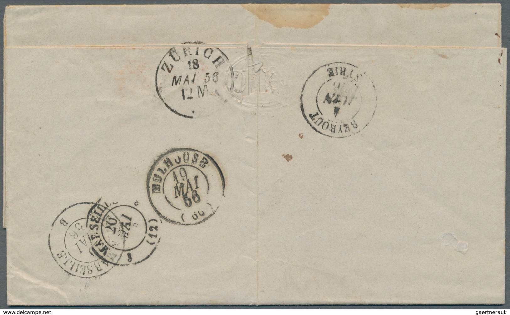 09825 Syrien: 1856/1867 Two Stampless Letters From A Commercial Correspondence From Winterthur, Switzerlan - Syrie