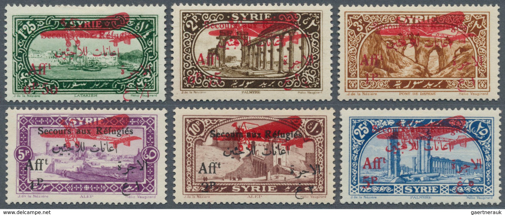 09851 Syrien: 1926. REFUGEE RELIEF. Complete Airmail Set Of 6 Values NON ISSUED. Unused. Printing Run 50 S - Syrie