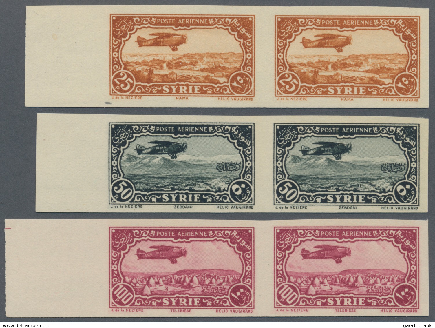 09858 Syrien: 1931/1933, Airmails, 0.50pi. To 100pi., Complete Set Of Eleven Values, IMPERFORATE Left Marg - Syrien