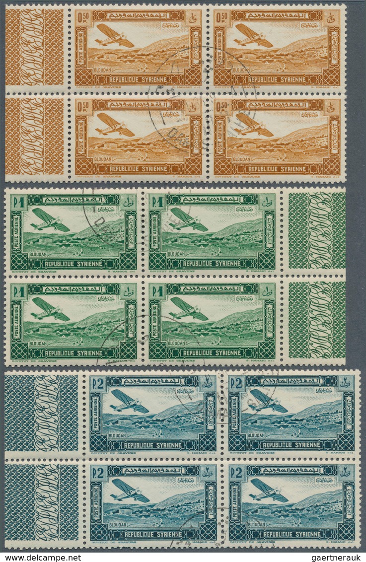 09863 Syrien: 1934. Complete Airmail Set (10 Values) In Stamped Margin Blocks Of 4. Rare Offer In This Way - Syrien