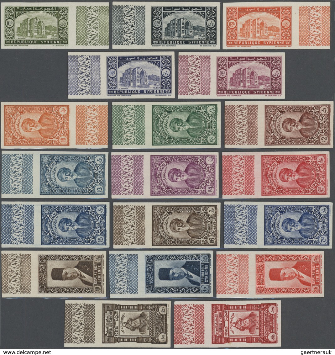 09866 Syrien: 1934, 10 Years Republic Complete Imperf Margin Set, Mint Never Hinged, Very Fine And A Scarc - Syrie