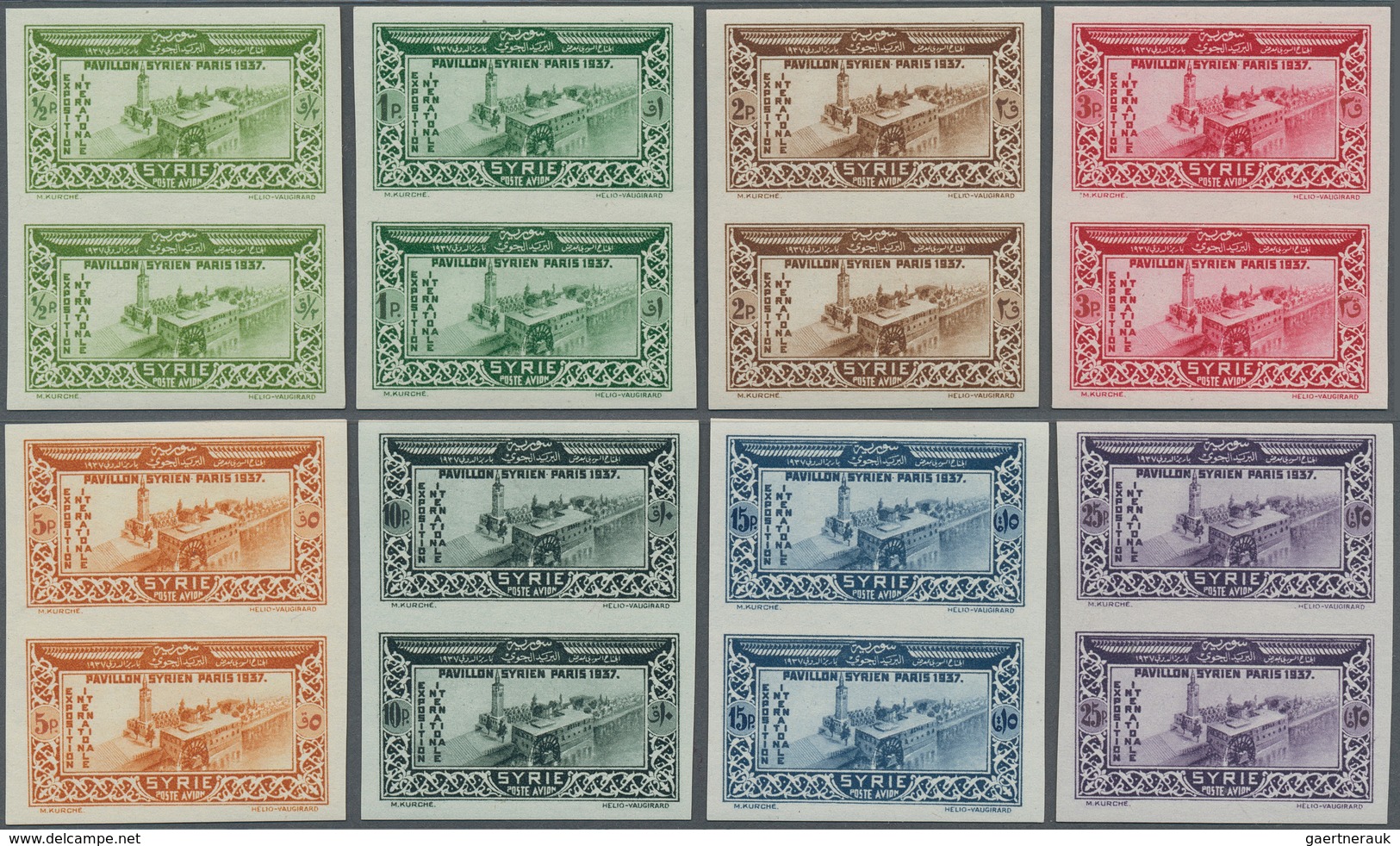 09882 Syrien: 1937, EXPO PARIS Complete Set Of 8 Values Imperf Pairs, Mint Never Hinged In Very Good Quali - Syrien