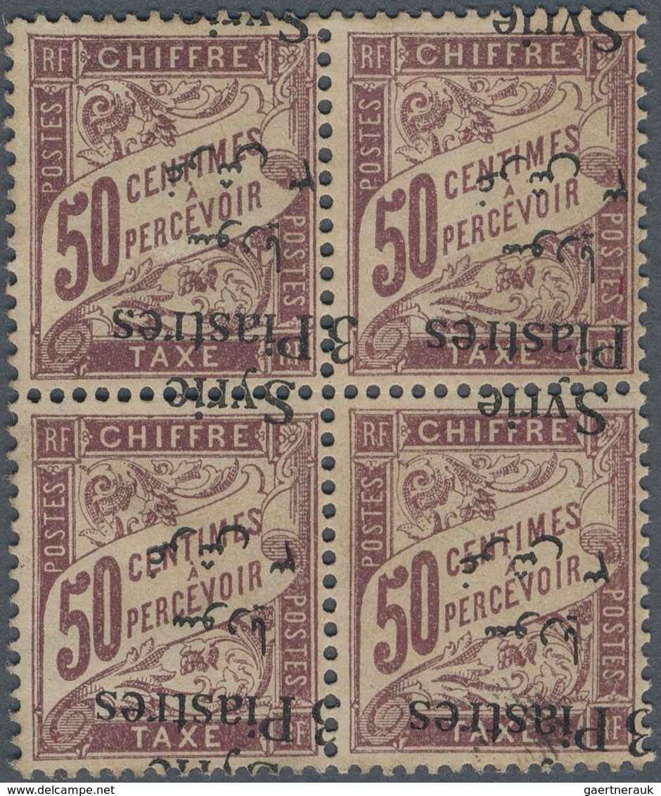 09924 Syrien - Portomarken: 1921, Postage Due 3p./50c. Lilac Block Of Four Showing Variety Inverted And Sh - Syrien