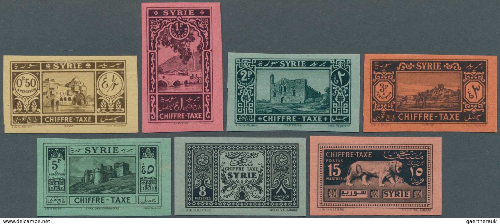 09926 Syrien - Portomarken: 1925, Pictorials, 0.50pi. To 15pi. IMPERFORATE, Complete Set Of Seven Values, - Syrie
