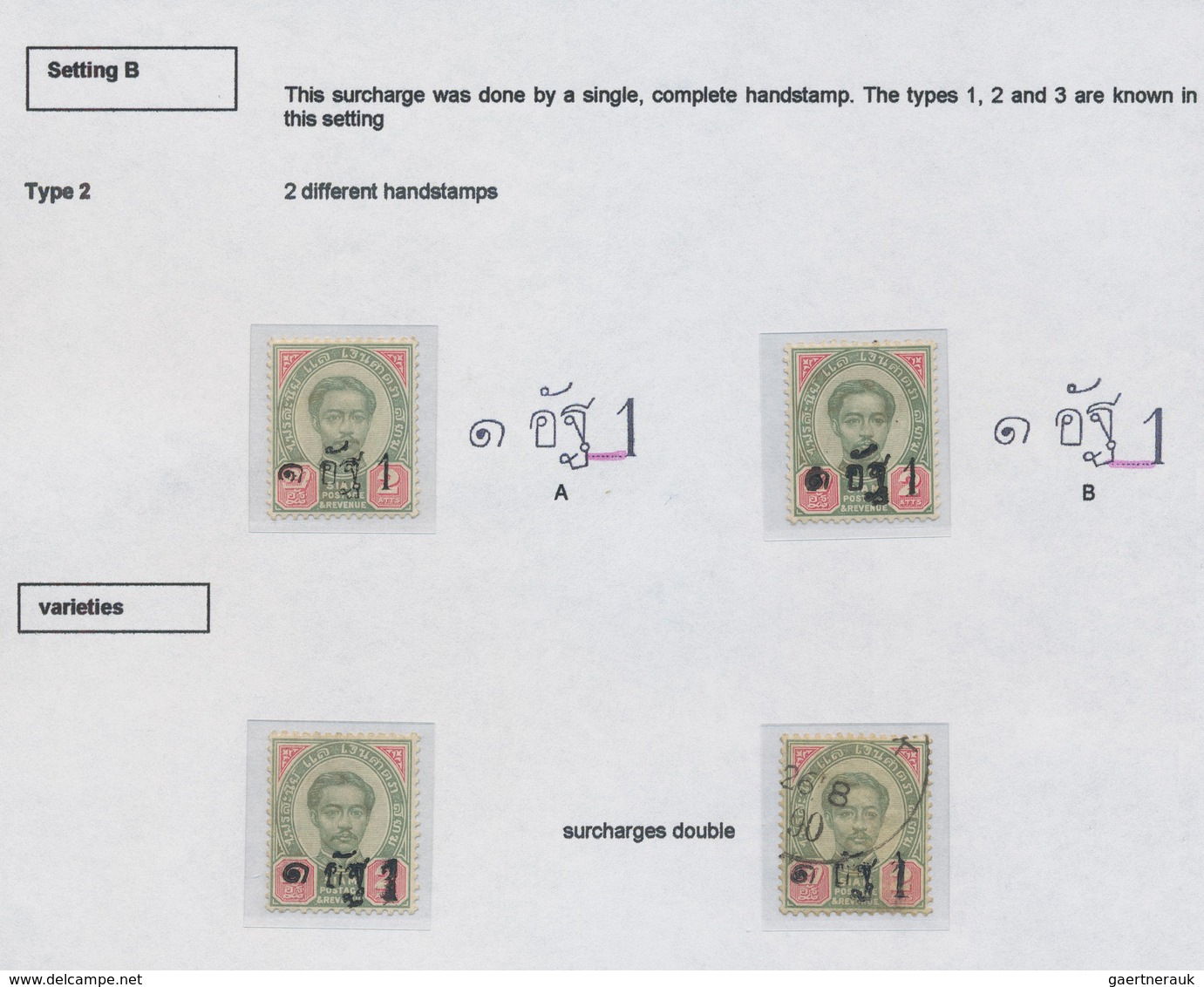 09934 Thailand: 1889, Study On Four Stamps 1 Att. On 2 Att. Green Carmine Type II, Three Mint Hinged (two - Thailand