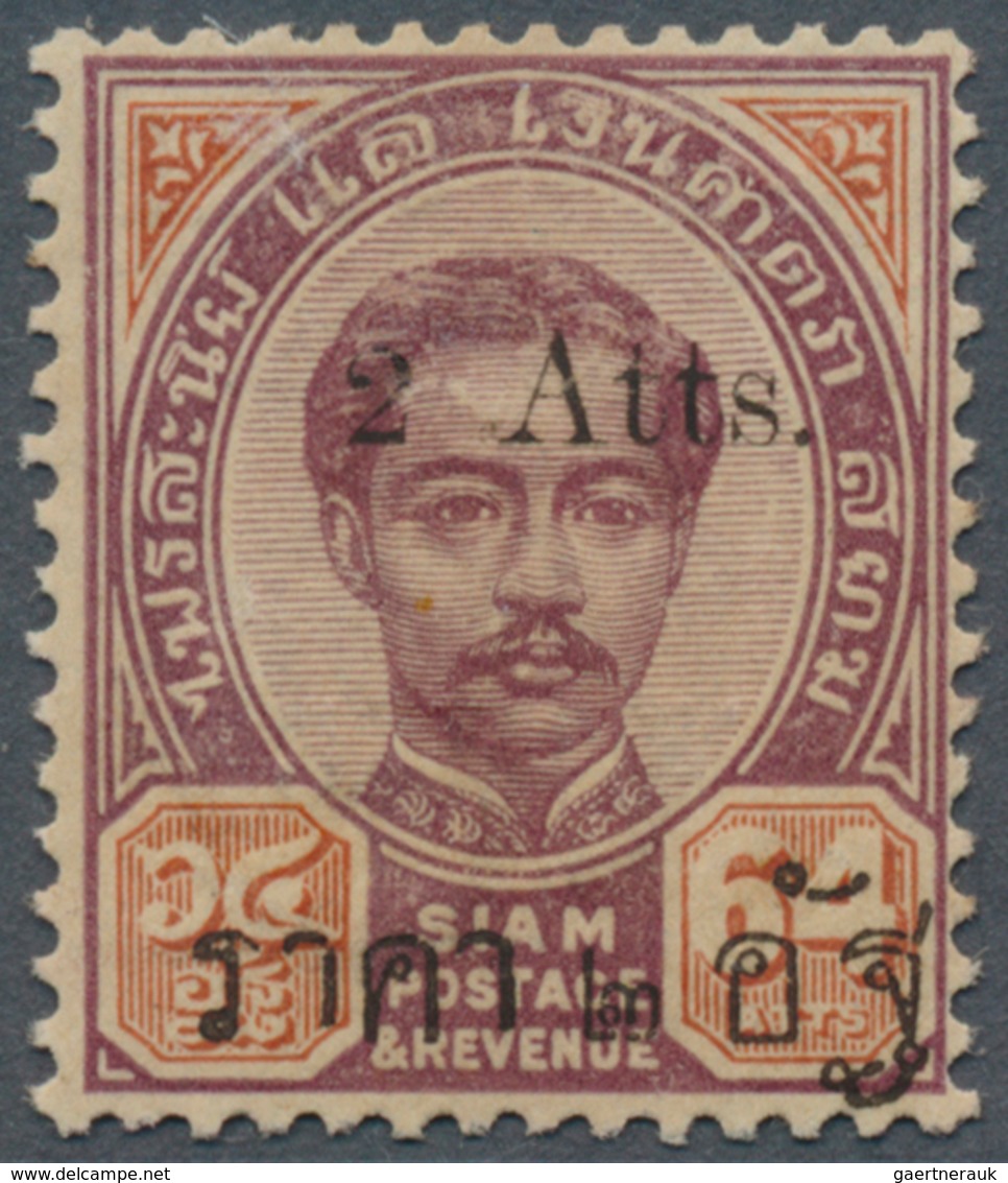 09937C Thailand: 1894, 2 Atts. On 64 A., Surcharge On Front And On Gum Side, The One On Reverse However Inv - Thailand