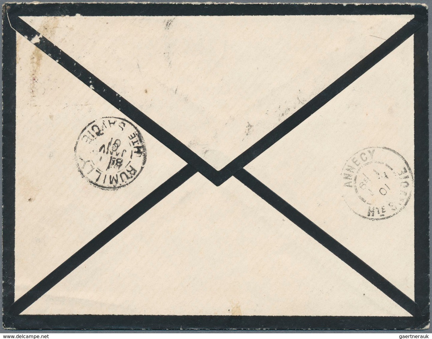 09938 Thailand: 1900 Registered Mourning Cover From Bangkok To Rumilly, France Franked By 1887 24c. Lilac - Thailand