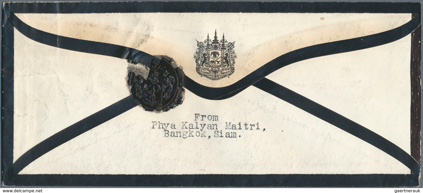 09946 Thailand: 1911 Mourning Cover From Bangkok To Cambridge, Mass., USA Franked By Two Singles Of Both 1 - Thailand